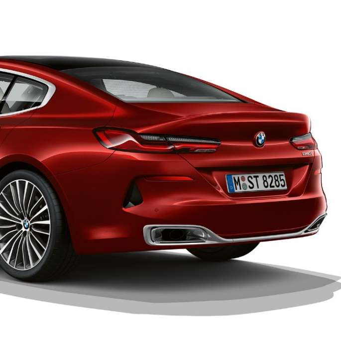 Basismodell Dreiviertel-Heckaufnahme BMW 8er Gran Coupé, Basismodell Dreiviertel-Heckaufnahme