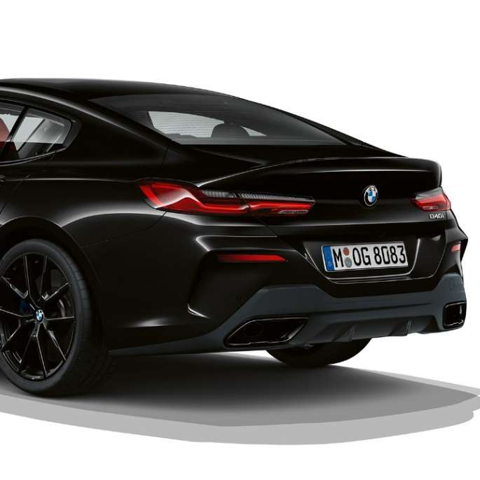 M Sportpaket Dreiviertel-Heckaufnahme BMW 8er Gran Coupé, M Sportpaket Dreiviertel-Heckaufnahme