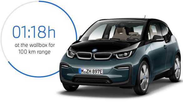 BMW i3 I01 Blue Ridge Mountain metallic mit Akzent Frozen Grey metallic Dreiviertel-Frontansicht BMW i3 I01 Blue Ridge Mountain metallic mit Akzent Frozen Grey metallic Dreiviertel-Frontansicht