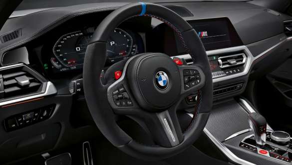 M Performance Lenkrad Pro BMW M4 Coupé G82 2020 BMW M4 vG82 2020 M Performance Lenkrad Pro Innenraum Nahaufnahme