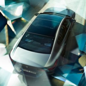Panorama-Glasdach BMW M850i xDrive Gran Coupé G16 Panorama-Glasdach BMW M850i xDrive Gran Coupé G16 2019 BMW Individual Frozen Bluestone metallic Vogelperspektive