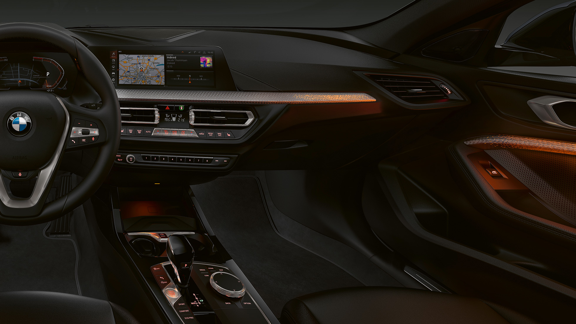 Interieurleisten 'Illuminated Nizza'. BMW 1er Modell Luxury, Interieurleisten 'Illuminated Nizza'.
