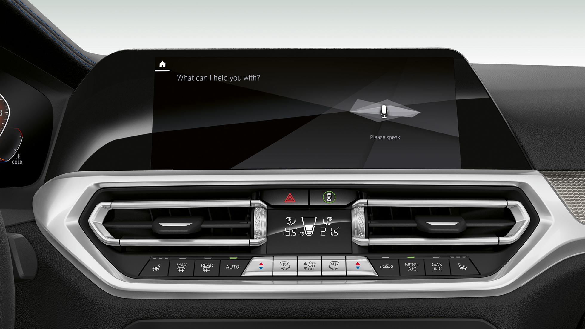 BMW Série 3 Berline, IPA G20. Gros plan sur les affichages avec IPA du poste de conduite de la BMW Série 3 Berline G20.