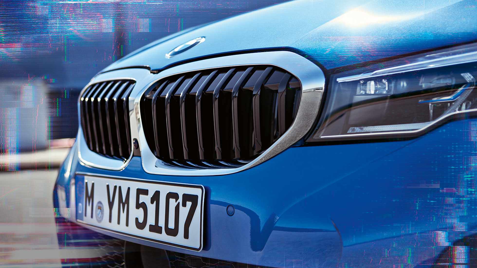 BMW Série 3 Berline, doubles naseaux G20. Gros plan de profil des doubles naseaux de la BMW Série 3 Berline G20.