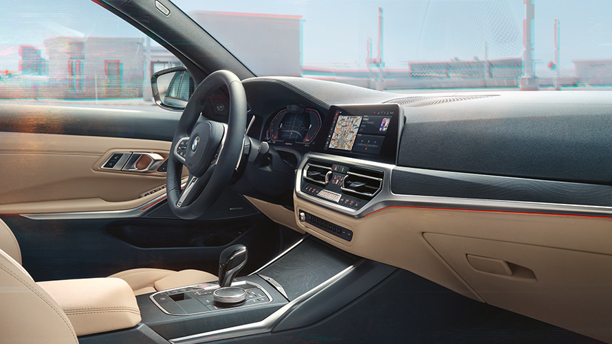 BMW 3er Touring (G21), Vordersitze und Cockpit von Beifahrerseite BMW 3er Touring (G21), Vordersitze und Cockpit von Beifahrerseite