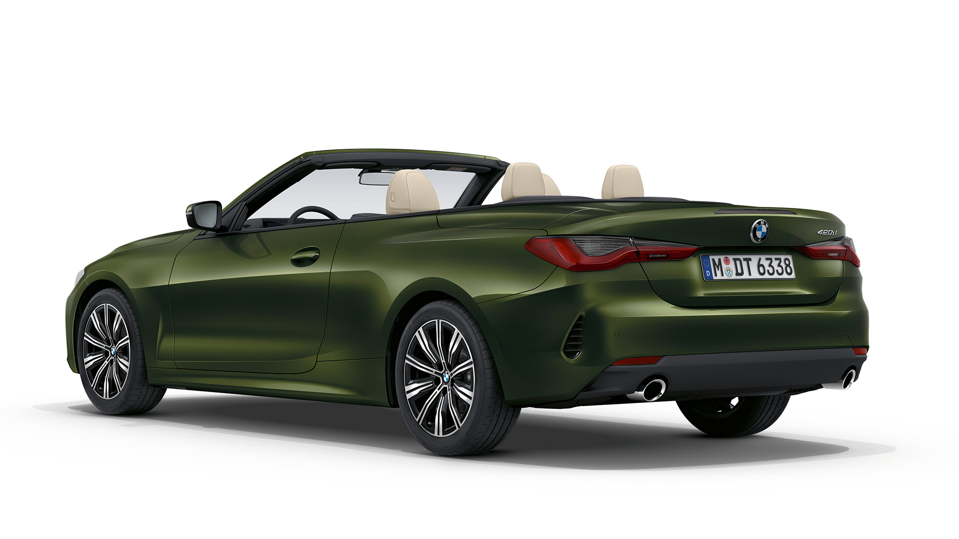 Poupe de la BMW Série 4 Cabrio équipement de base G23 2020 Équipement de base de la BMW Série 4 Cabrio G23 2020 Bluestone metallic, vue de trois quarts arrière