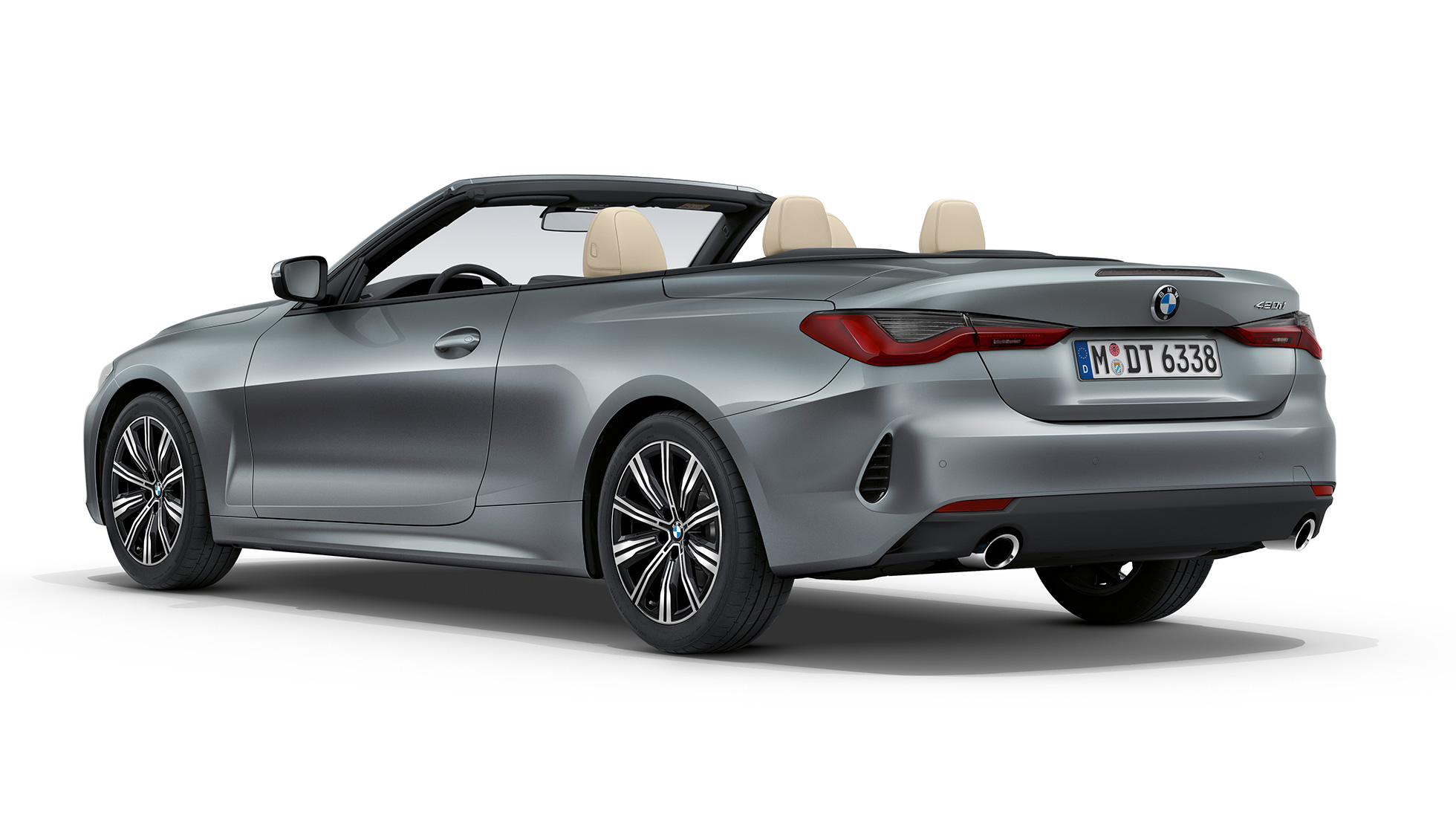 Poupe de la BMW Série 4 Cabrio équipement de base G23 2020 Équipement de base de la BMW Série 4 Cabrio G23 2020 Bluestone metallic, vue de trois quarts arrière