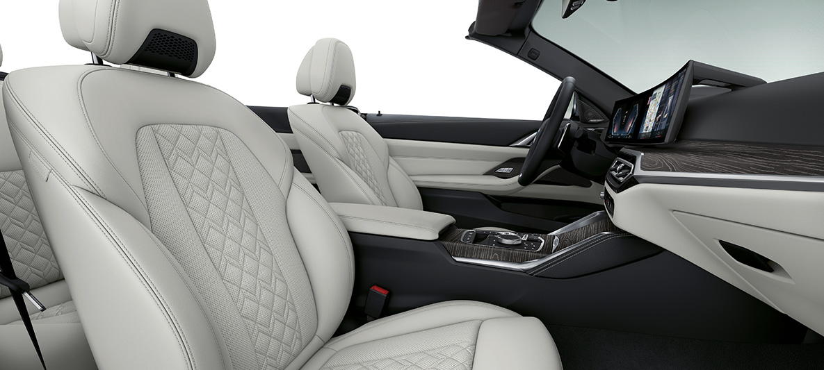 BMW Individual revêtement intérieur tout cuir Elfenbeinweiß BMW Série 4 Cabrio Individual G23 2020 intérieur BMW Individual revêtement intérieur tout cuir Merino Elfenbeinweiß BMW Série 4 Cabrio Individual G23 2020, habitacle