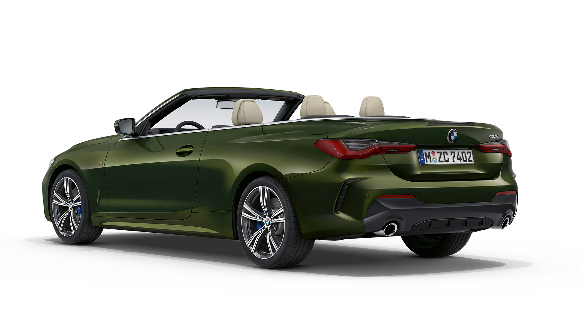 Poupe de la BMW Série 4 Cabrio G23 2020 Modèle M Sport BMW Série 4 Cabrio G23 2020, Modèle M Sport Sanremo Green metallic, vue de trois quarts arrière