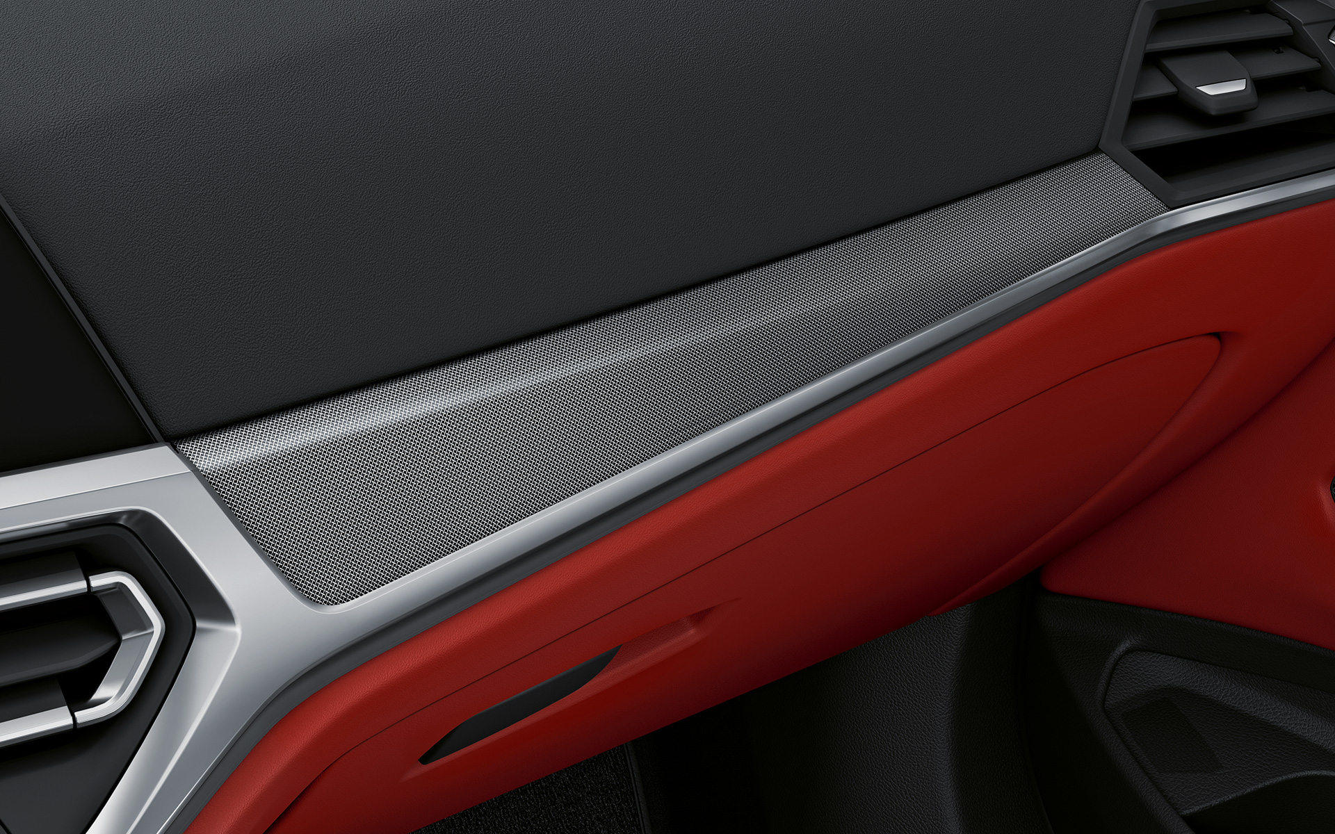 Interieurleisten Aluminium Tetragon BMW 4er Coupé 2020 G22 Individual Innenraum Interieurleisten Aluminium Tetragon mit Akzentleiste Perlglanz Chrom BMW 4er Coupé Individual G22 2020 Innenraum
