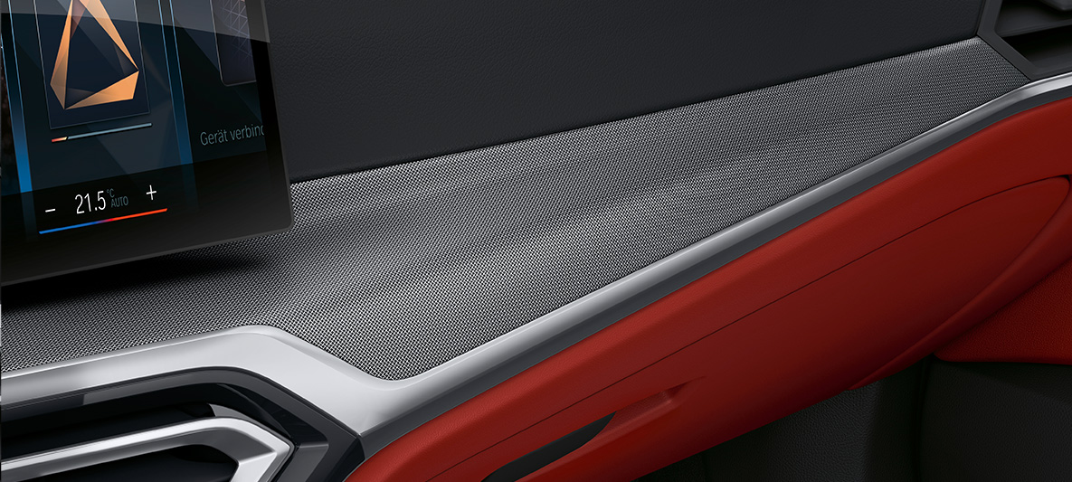 Interieurleisten Aluminiumgewebe hochglänzend BMW 4er Gran Coupé G26 2021 Innenraum BMW Individual Interieurleisten Aluminiumgewebe hochglänzend BMW 4er Gran Coupé G26 2021 Innenraum
