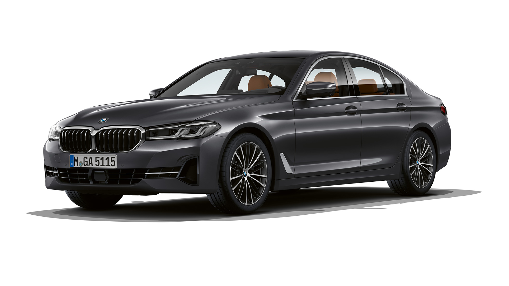 BMW 5er Limousine G30 Basismodell BMW 5er Limousine 540i G30 2020 Basisausstattung in Sophistograu Dreiviertel-Frontansicht