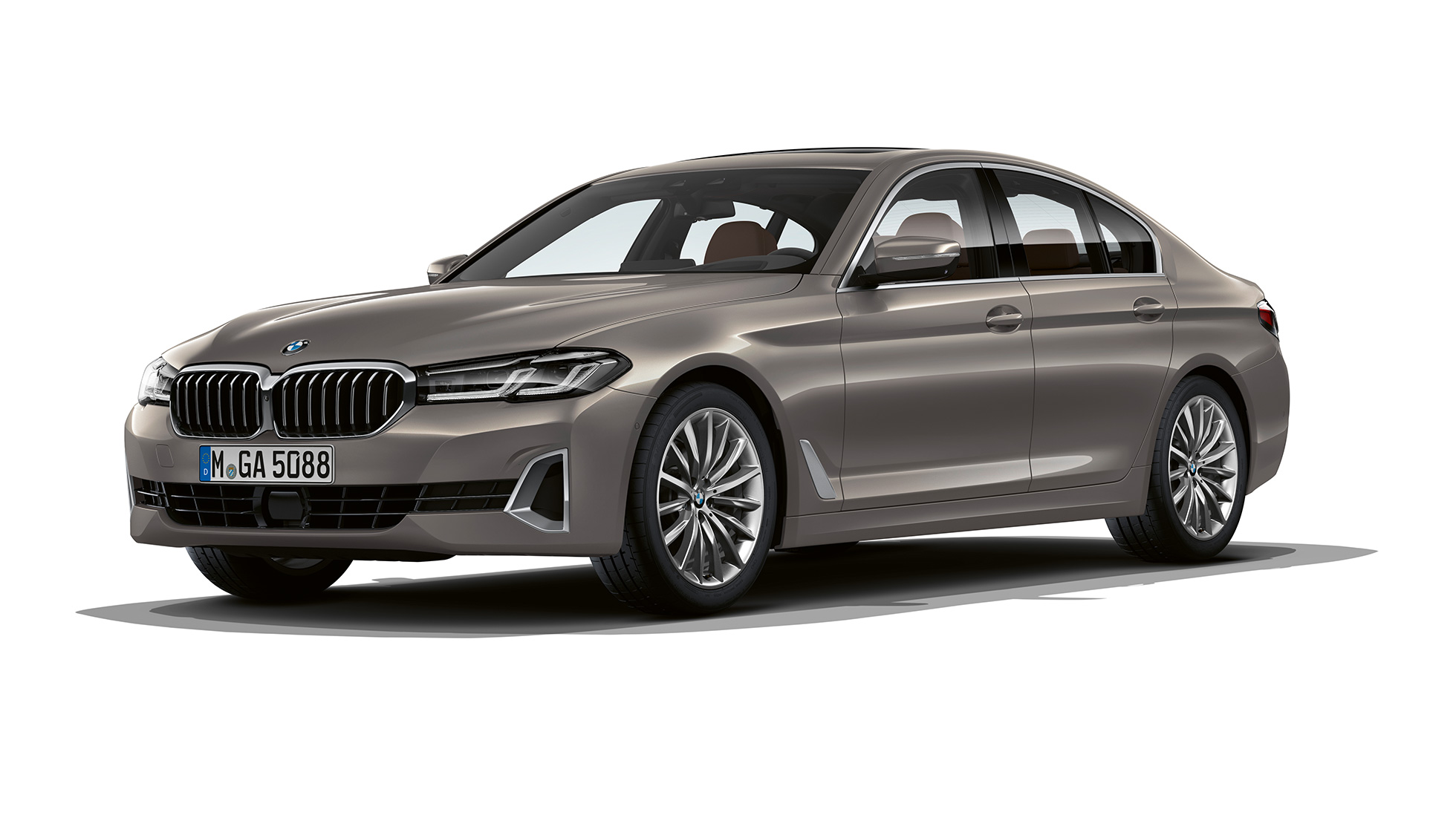 BMW 5er Limousine G30 Luxury Line Front BMW 5er Limousine 520d xDrive G30 2020 Luxury Line in Berninagrau Dreiviertel-Frontansicht