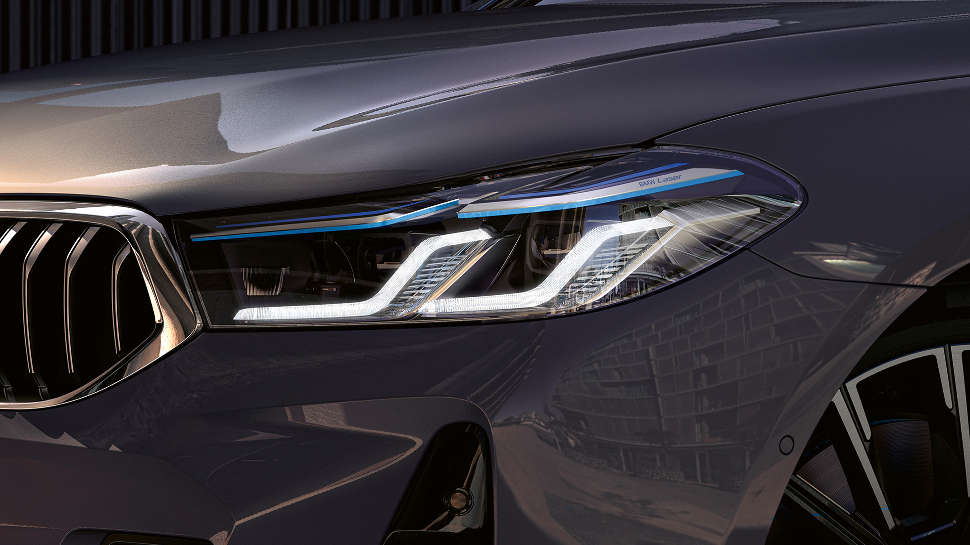 BMW Laserlicht BMW 6er Gran Turismo G32 2020 BMW Laserlicht BMW 6er Gran Turismo 640i xDrive G32 2020 Berninagrau Nahaufnahme Front