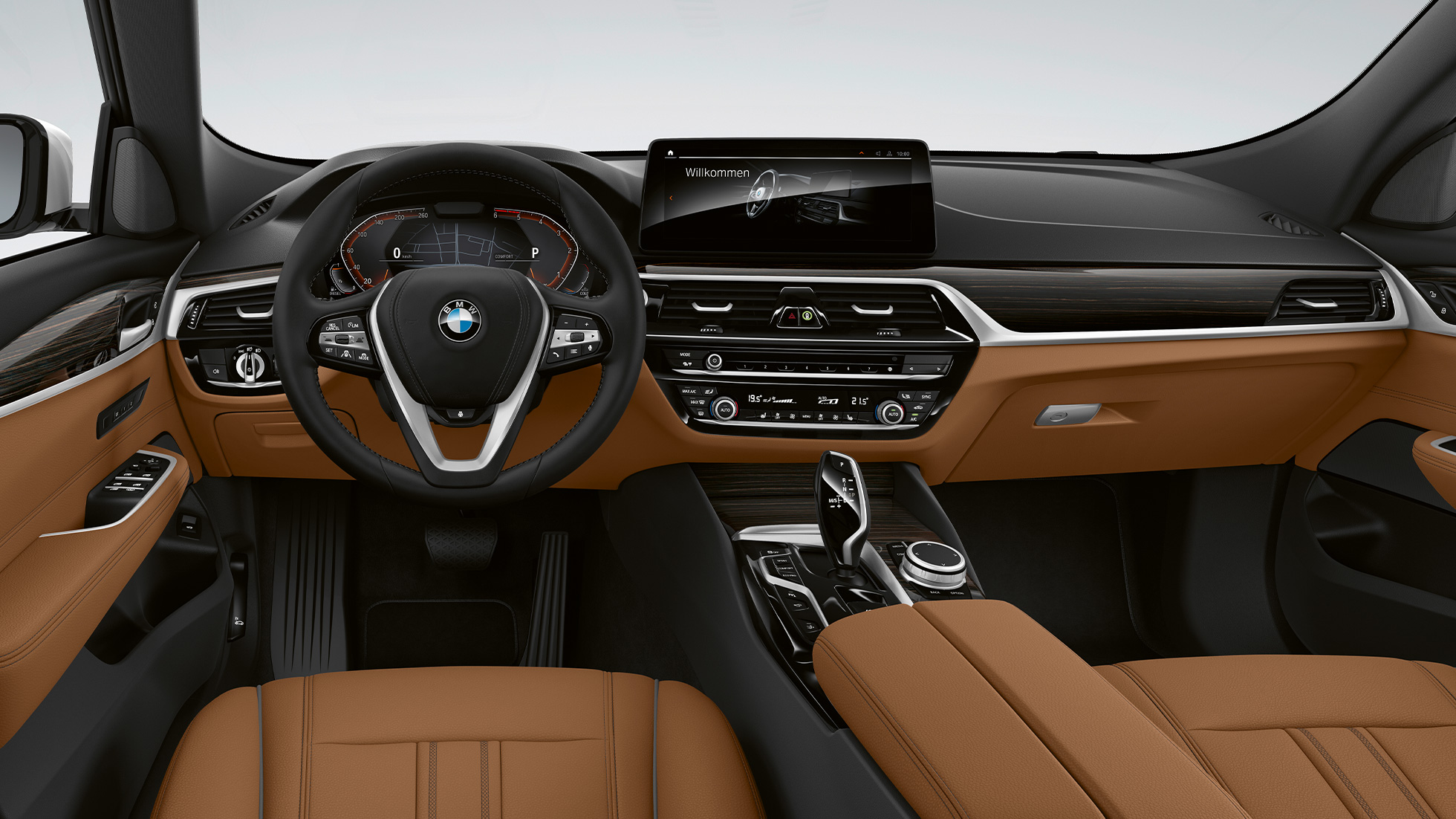 Équipement de base de la BMW Série 6 Gran Turismo 2020, habitacle G32 Équipement de base de la BMW Série 6 Gran Turismo G32 620d 2020, cuir Dakota Cognac/Schwarz, habitacle