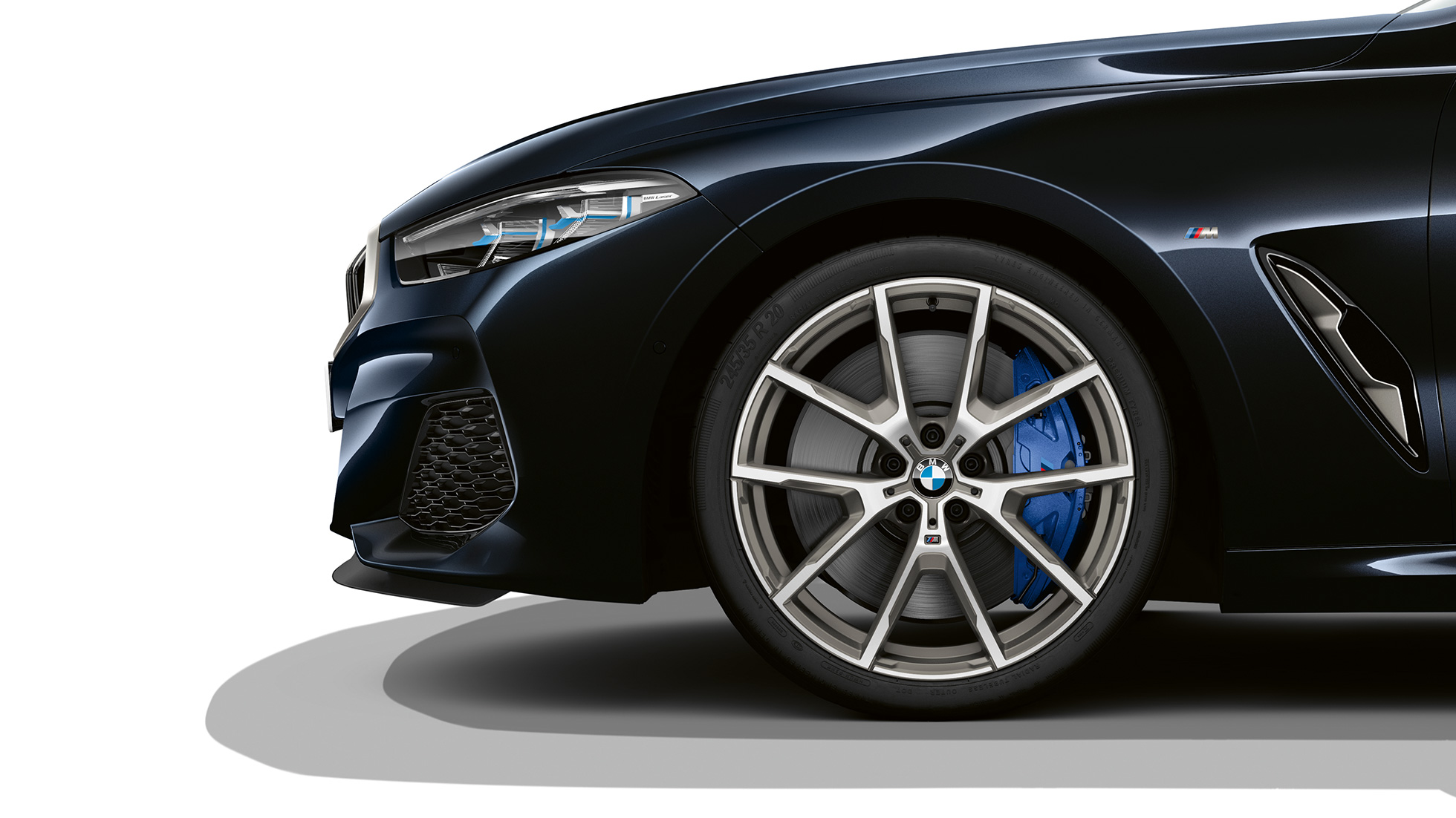 19'' M Leichtmetallräder Doppelspeiche 727 M Bicolor G15. BMW 8er Coupé, Carbonschwarz metallic, 19'' M Leichtmetallräder Doppelspeiche 727 M Bicolor G15.
