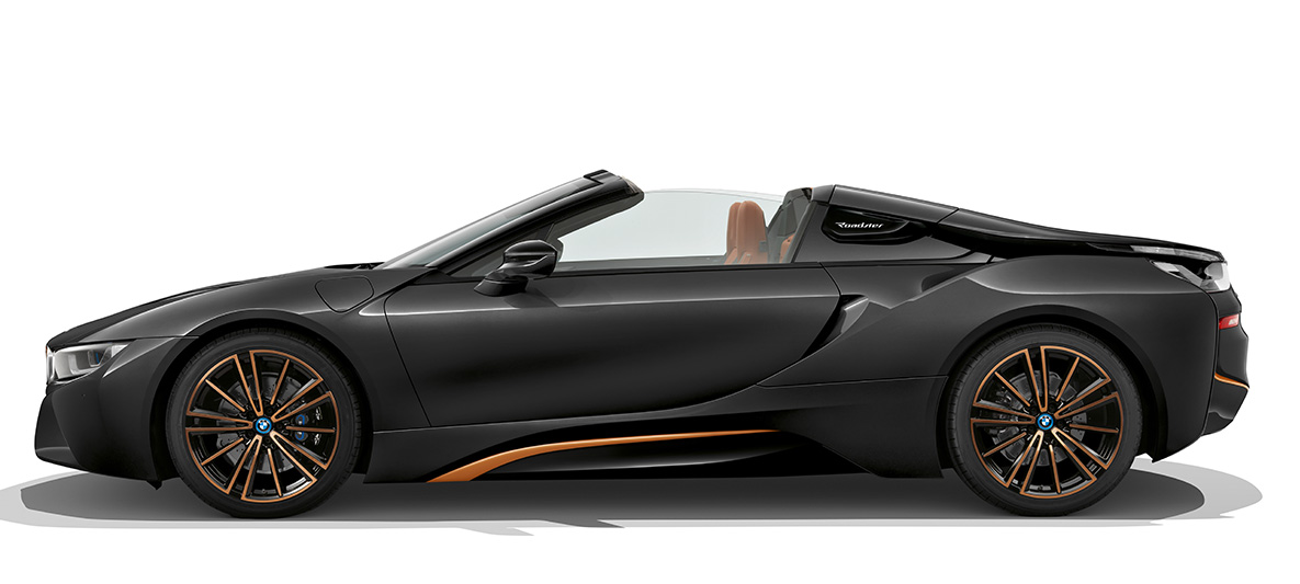 BMW i8 Roadster Ultimate Sophisto Edition, Seitenansicht I15 BMW i8 Roadster Ultimate Sophisto Edition, Sophistograu, Seitenansicht I15