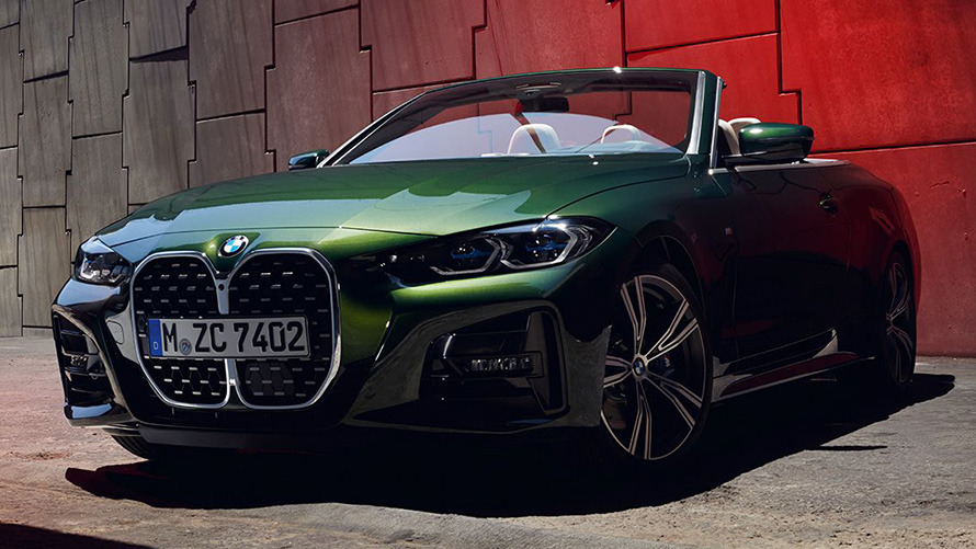 BMW Série 4 Cabrio G23 2020 Sanremo Green metallic, vue de trois quarts avant