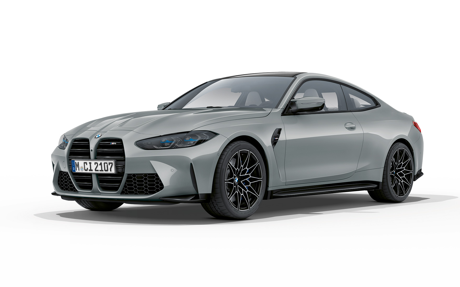 BMW M4 Coupé G82 2020 Brooklyn Grau metallic Dreiviertel-Frontansicht
