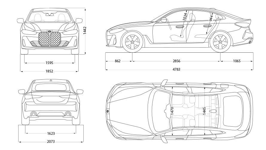 BMW 4er Gran Coupé G26 technische Daten Skizze BMW 4er Gran Coupé G26 technische Daten Skizze