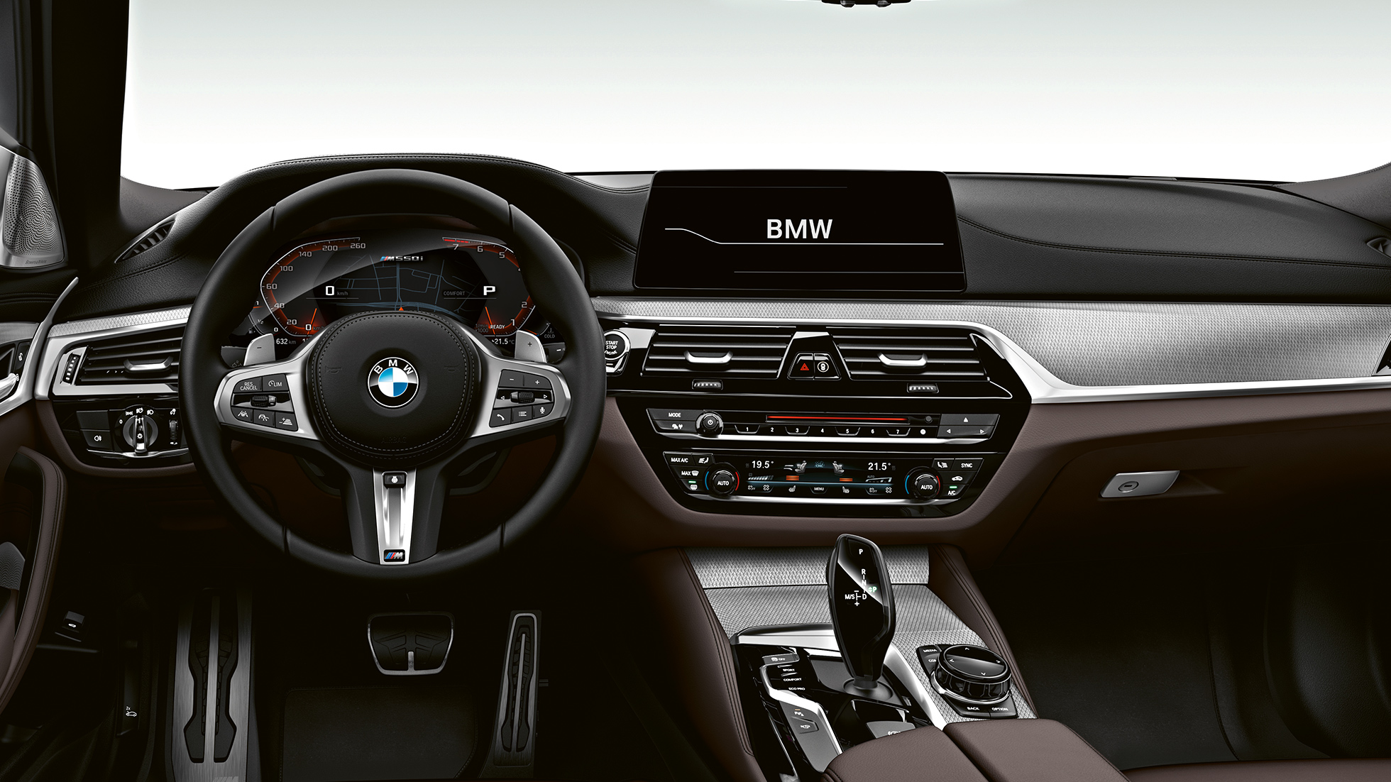 Poste de conduite. Design du poste de conduite de la BMW M550i et de la BMW M550d.