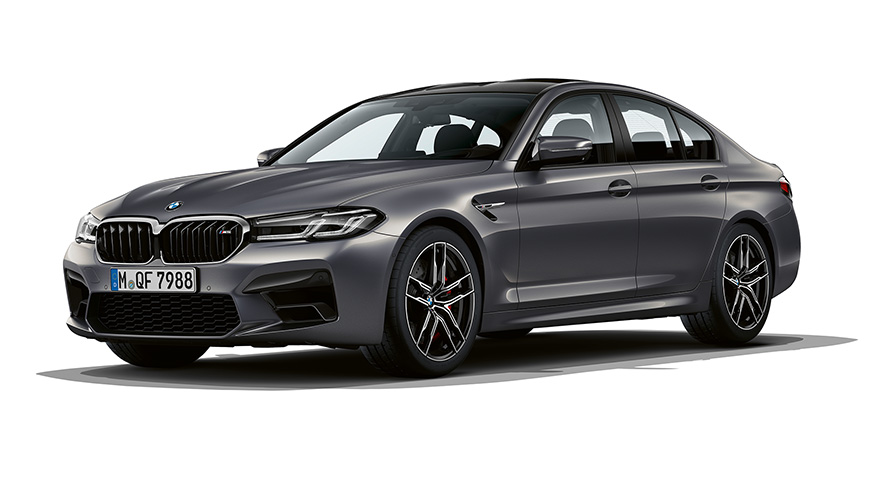 BMW M5 F90 LCI Facelift 2020 Brands Hatch Grau metallic Dreiviertel-Frontansicht