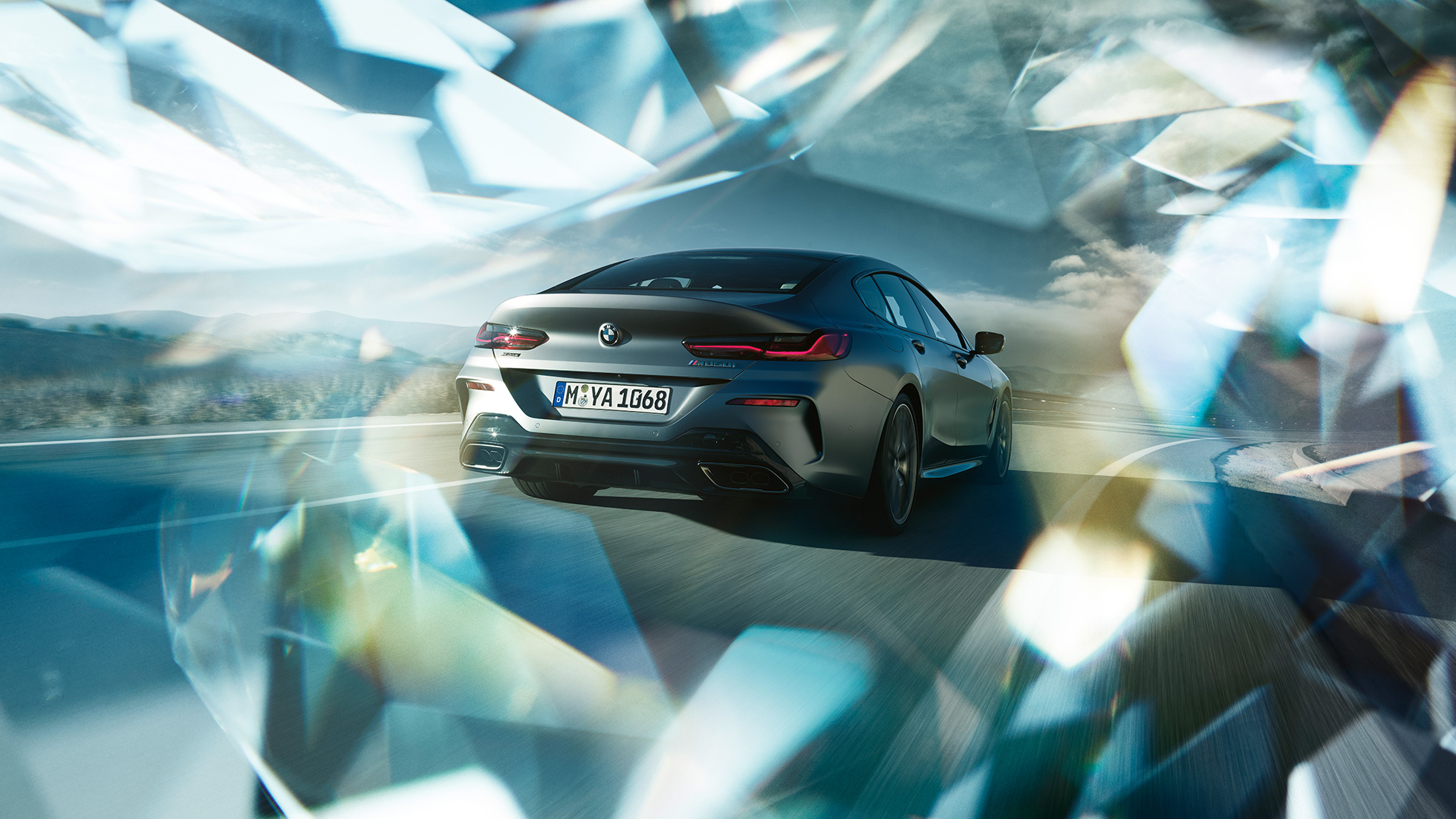 BMW M850i xDrive Gran Coupé Dreiviertel-Heckansicht G16 BMW M850i xDrive Gran Coupé G16 2019 BMW Individual Frozen Bluestone metallic Dreiviertel-Heckansicht