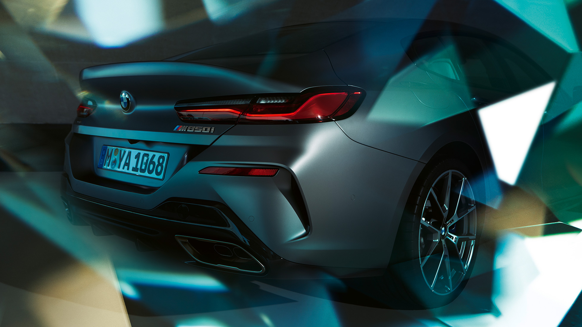 BMW M850i xDrive Gran Coupé Nahaufnahme Heck G16 BMW M850i xDrive Gran Coupé G16 2019 BMW Individual Frozen Bluestone metallic Nahaufnahme Heck