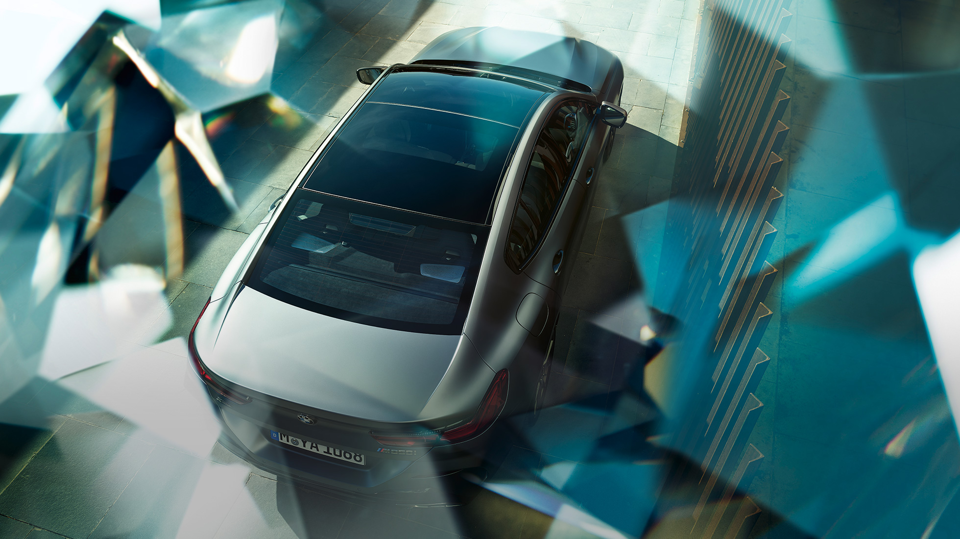 Panorama-Glasdach BMW M850i xDrive Gran Coupé G16 Panorama-Glasdach BMW M850i xDrive Gran Coupé G16 2019 BMW Individual Frozen Bluestone metallic Vogelperspektive