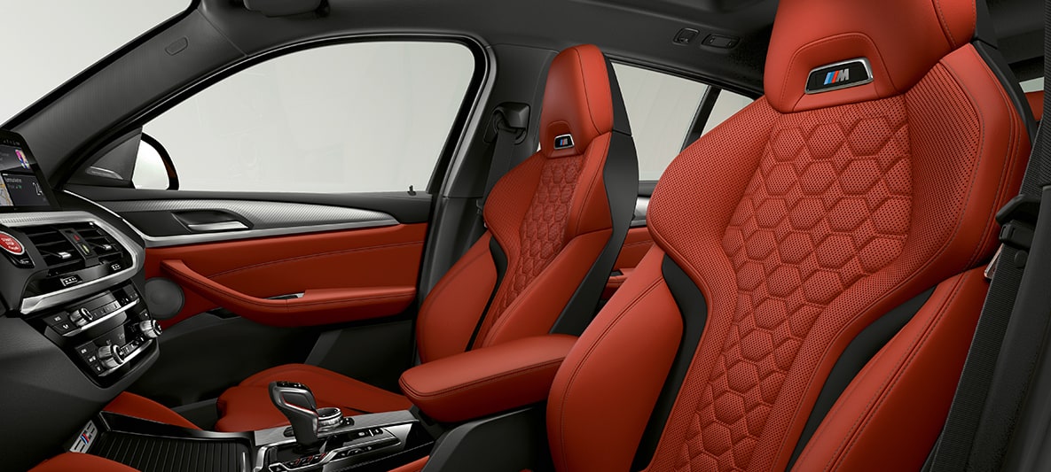 BMW X4 M, Sportsitze in Leder 'Merino' Sakhir Orange. F98 BMW X4 M, Interieur, Sportsitze in Leder 'Merino' Sakhir Orange. F98