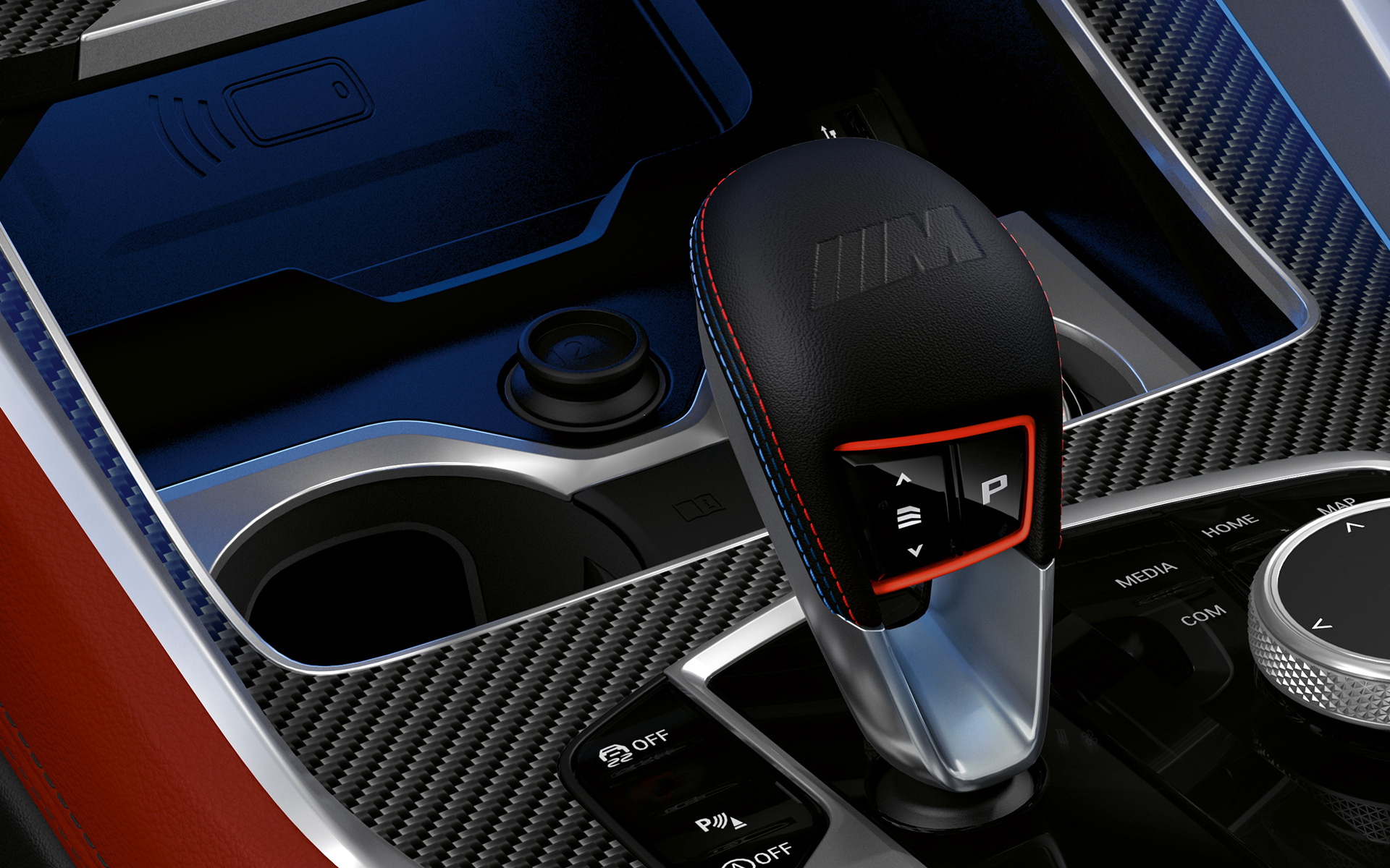 BMW X6 M Competition F96 2023, sélecteur de vitesses M