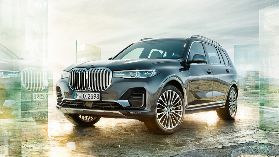 BMW X7 xDrive40i en Arktikgrau, vue de trois-quarts avant, G07, 2019