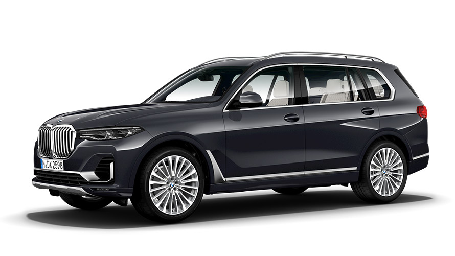 BMW X7 G07 vue de trois quarts de profil BMW X7 G07 vue de trois quarts de profil