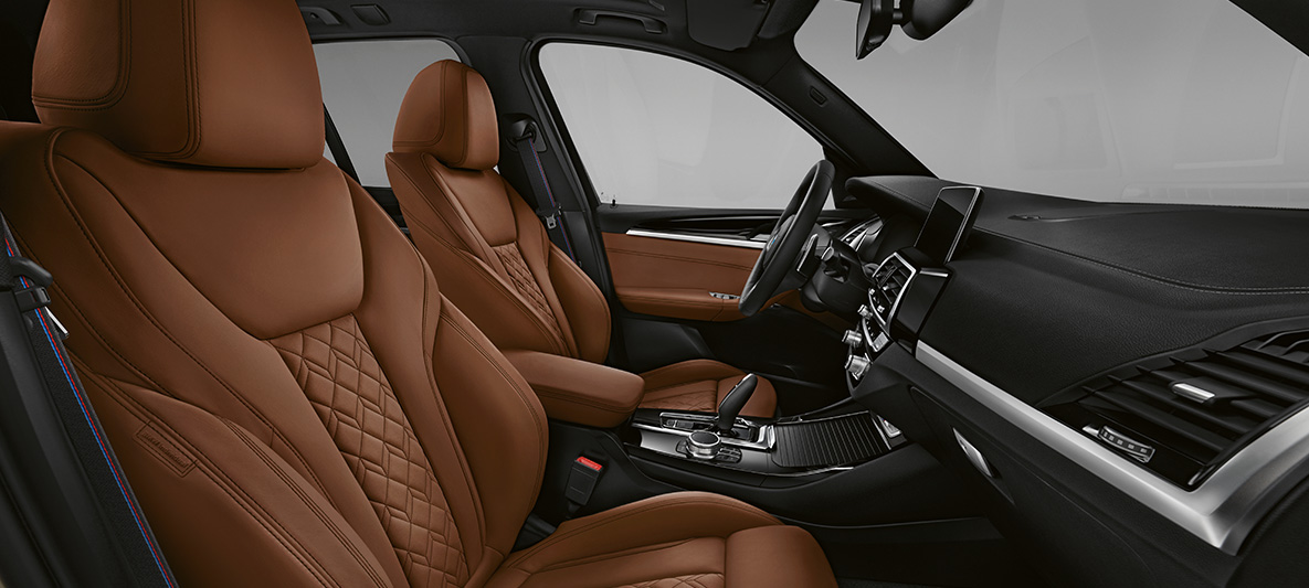 BMW X3 SUV, revêtement intérieur BMW Individual étendu en cuir Merino Feinnarbe en Tartufo G01 BMW X3 SUV, revêtement intérieur BMW Individual étendu en cuir Merino Feinnarbe en Tartufo G01