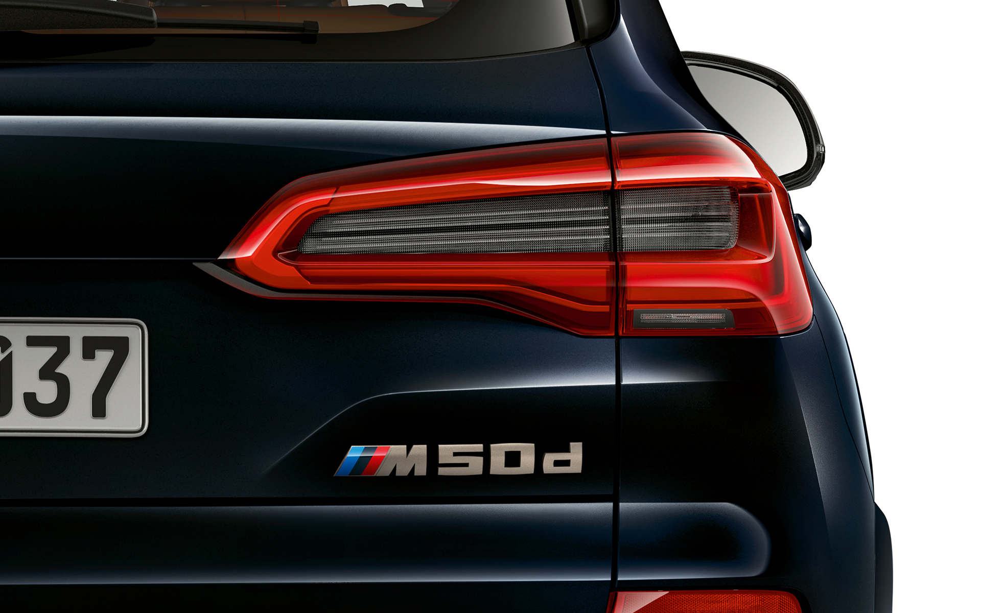 Heckschriftug BMW X5 M50d Detailaufnahme der Modellkennzeichnung des BMW X5 M50d