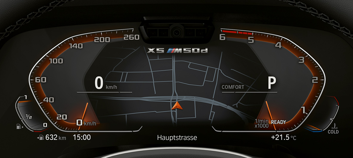 BMW X5 M50d Instrumentenkombination Detailaufnahme der Instrumentenkombination des BMW X5 M50d