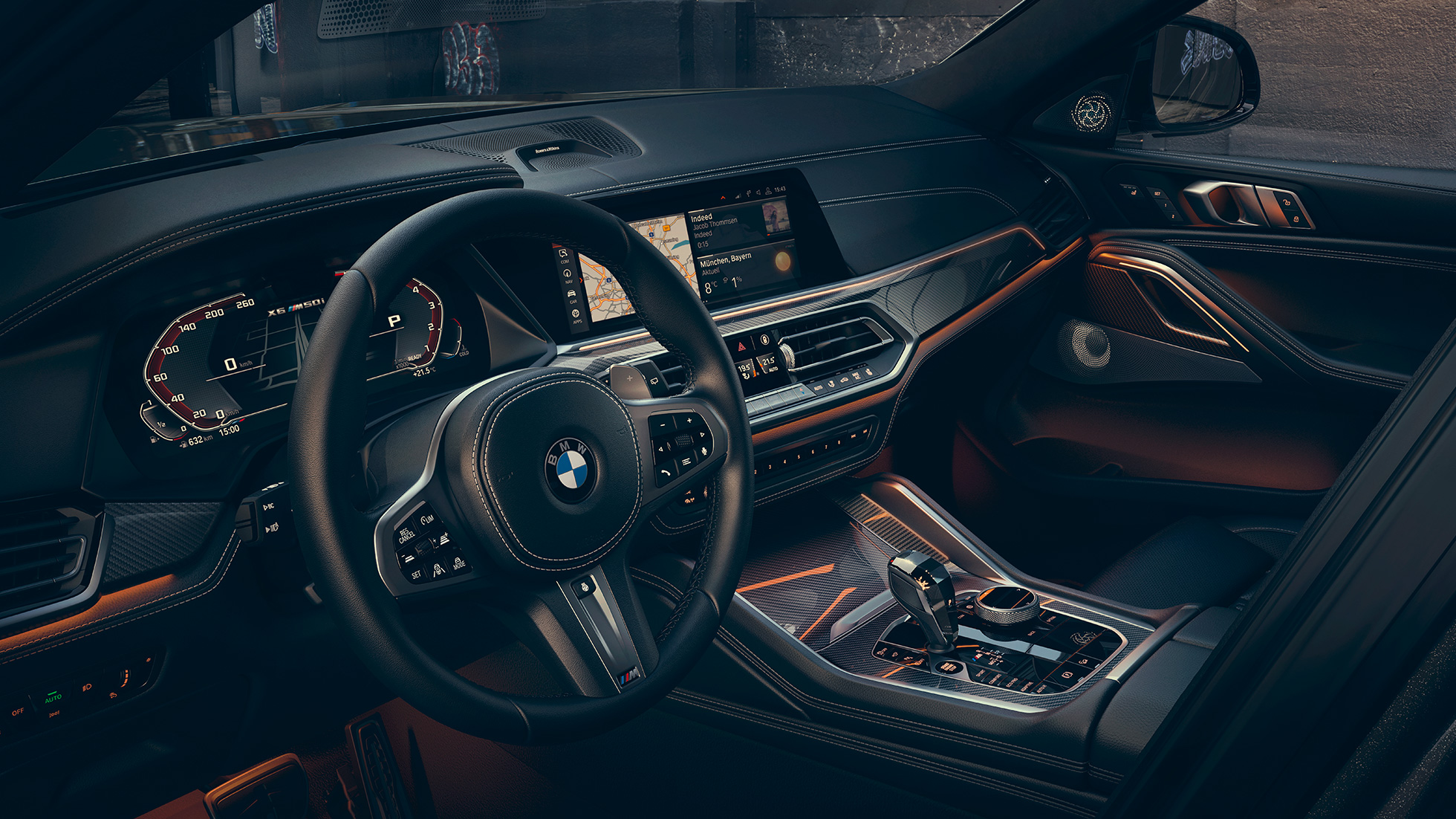 Cockpit mit Blick auf 12,3“ Displays. G06 BMW X6 Cockpit mit Blick auf 12,3“ Displays. G06