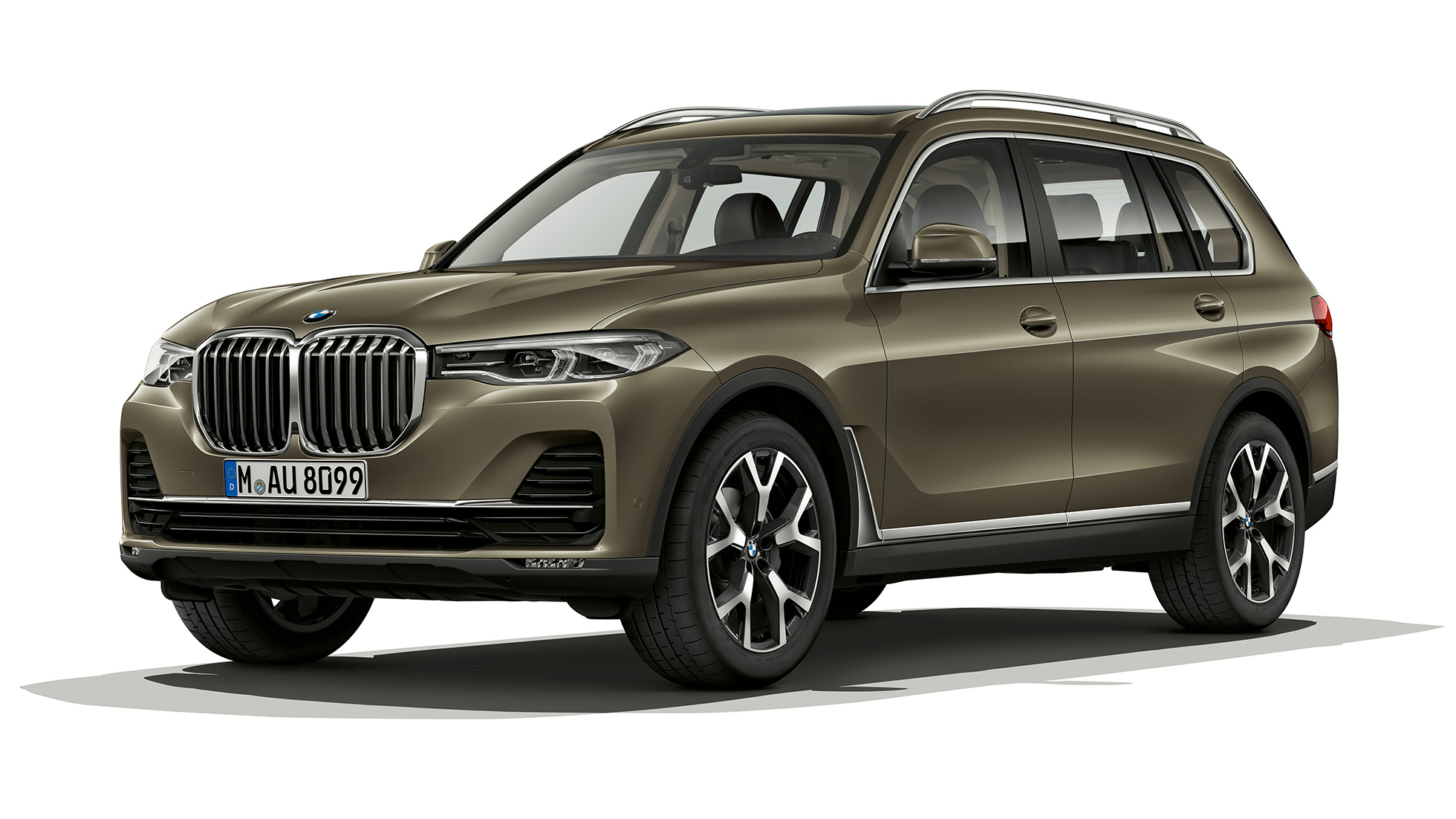 BMW X7 G07 Studioaufnahme des BMW X7 in dreiviertel Frontansicht in Vermontbronze G07