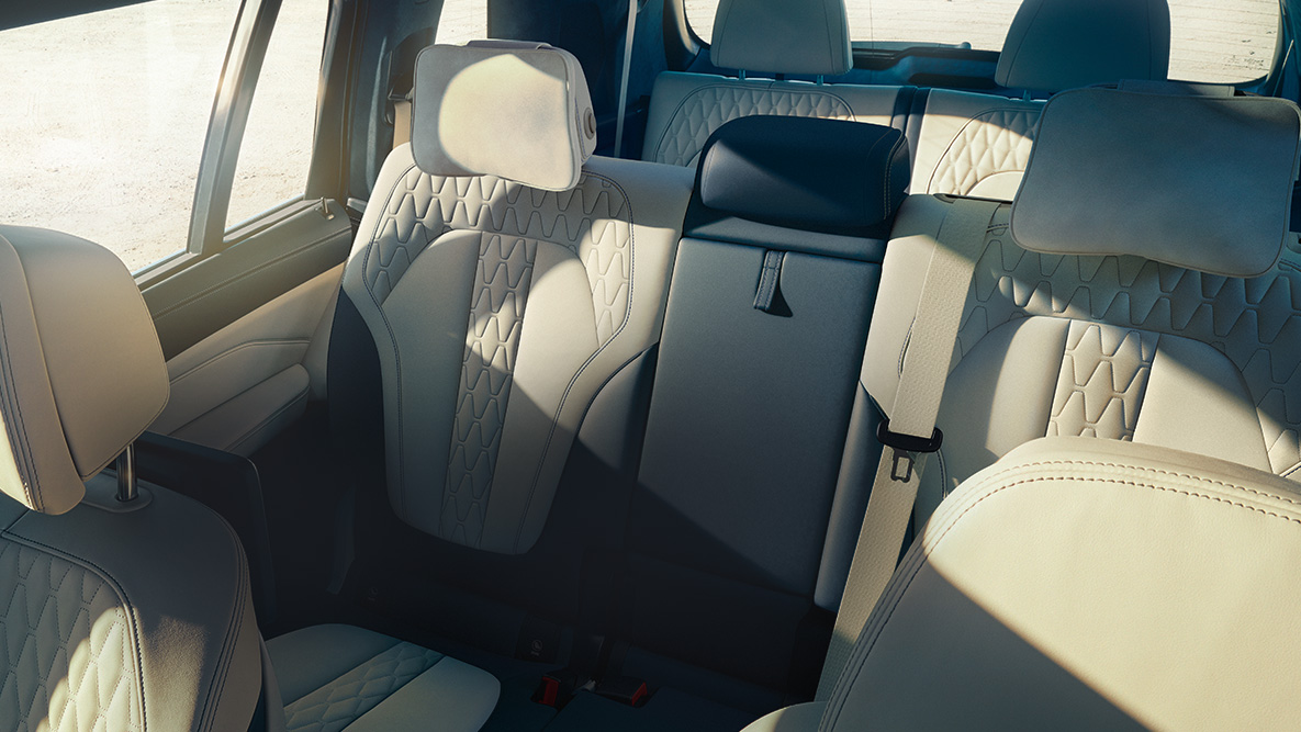 BMW X7 Sitzplätze G07 Schräge Draufsicht auf die sieben Sitze des BMW X7 G07