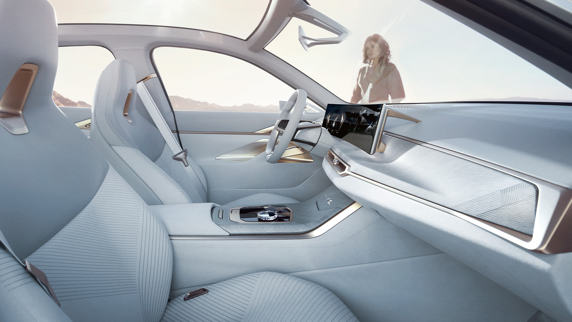 Innenraum BMW Concept i4 2020 G26 Innenraum BMW Concept i4 2020 G26 Elektroauto vollelektrisches BMW Gran Coupé