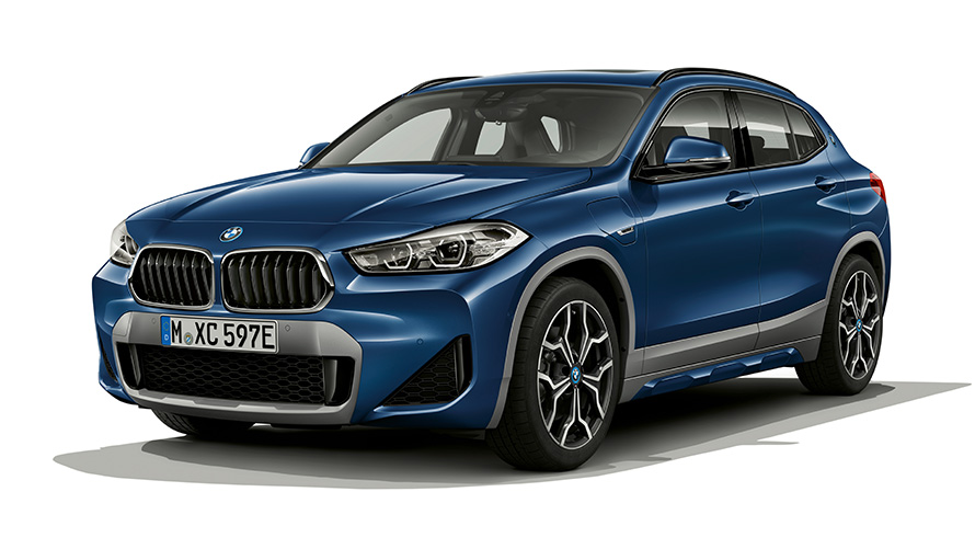 BMW X2 xDrive25e, modèle PHEV, vue de trois quarts avant BMW X2 xDrive25e, modèle PHEV, vue de trois quarts avant