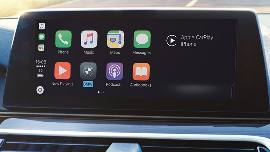 Smartphone Integration im Fahrzeug mit Apple CarPlay von BMW ConnectedDrive Control Display 