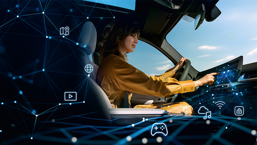 BMW Digital Premium Mises à niveau BMW ConnectedDrive BMW Digital Premium BMW ConnectedDrive Upgrades Femme dans une BMW