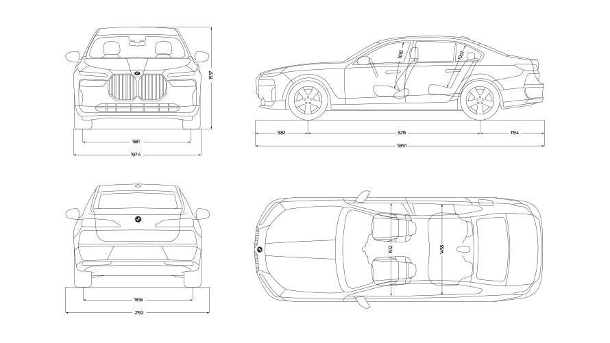 Dessin coté BMW 7 Protection G73 Dessin coté BMW 7 Protection G73