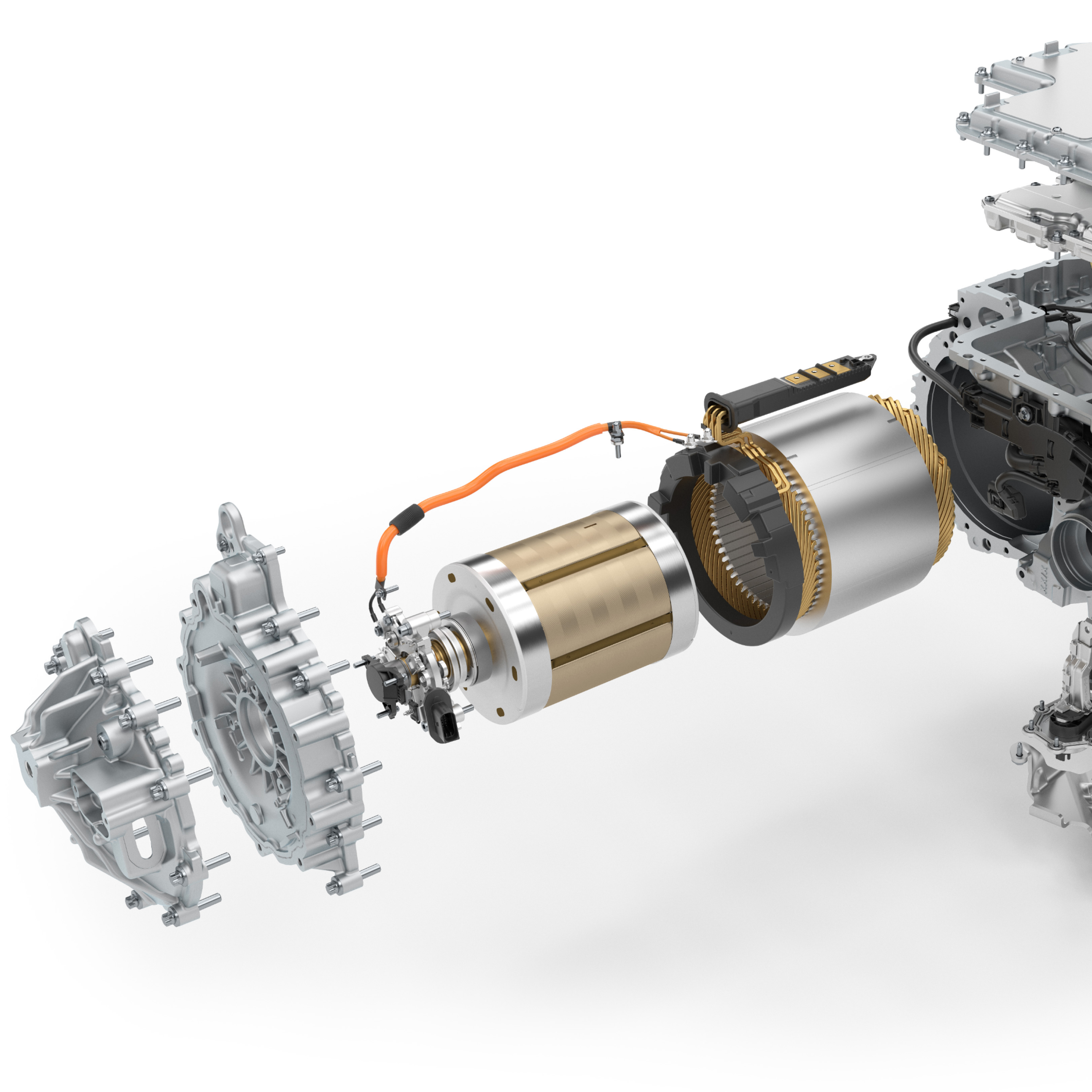Schéma d’un moteur synchrone à excitation séparée, démonté